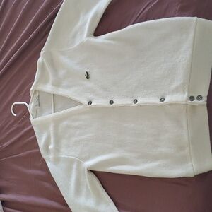 Vintage Lacoste Izod Cream Cardigan Sweater size L, unisex, excellent condition